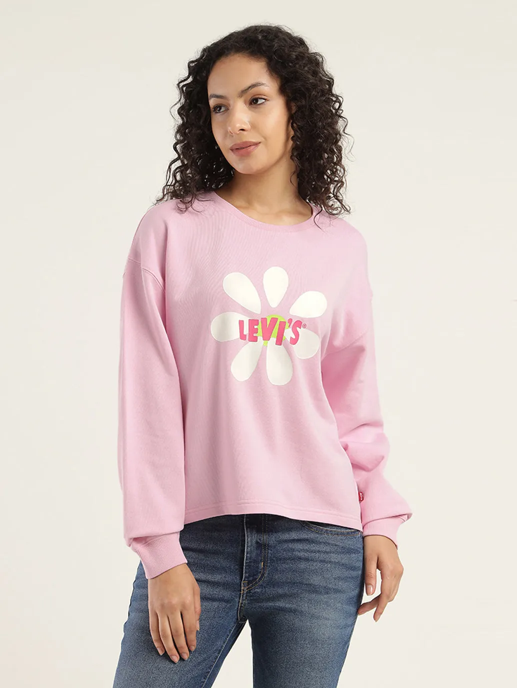 Women's Graphic Pink Crew Neck Sweatshirt