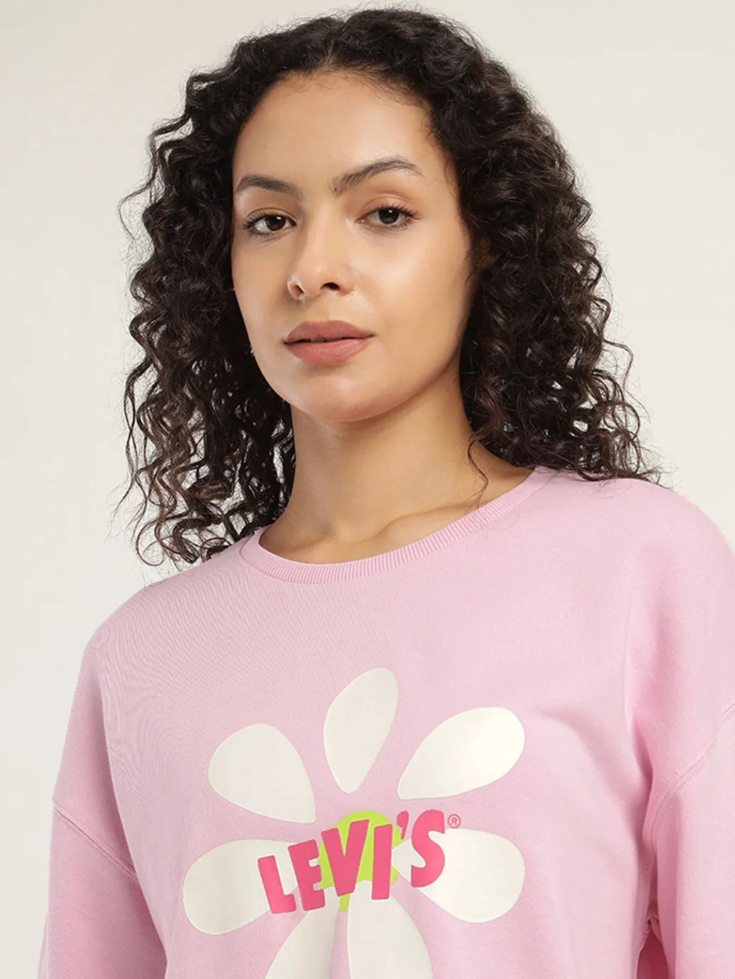 Women's Graphic Pink Crew Neck Sweatshirt