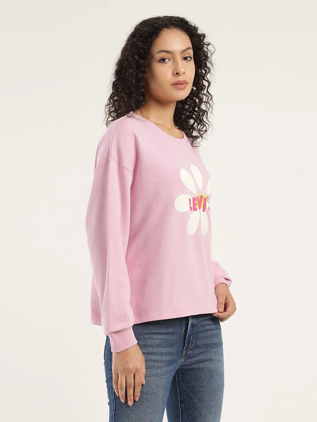 Women's Graphic Pink Crew Neck Sweatshirt