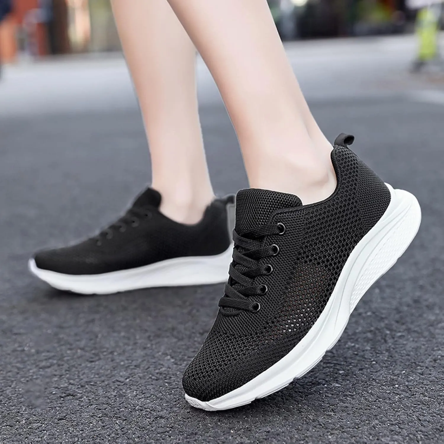 Womens Walking Shoes Lace Up Lightweight Memory Foam Cheer Mens Running Shoes Sports Shoes Casual Slip On Sneakers Platform Tennis Shoe Trainers Shoe