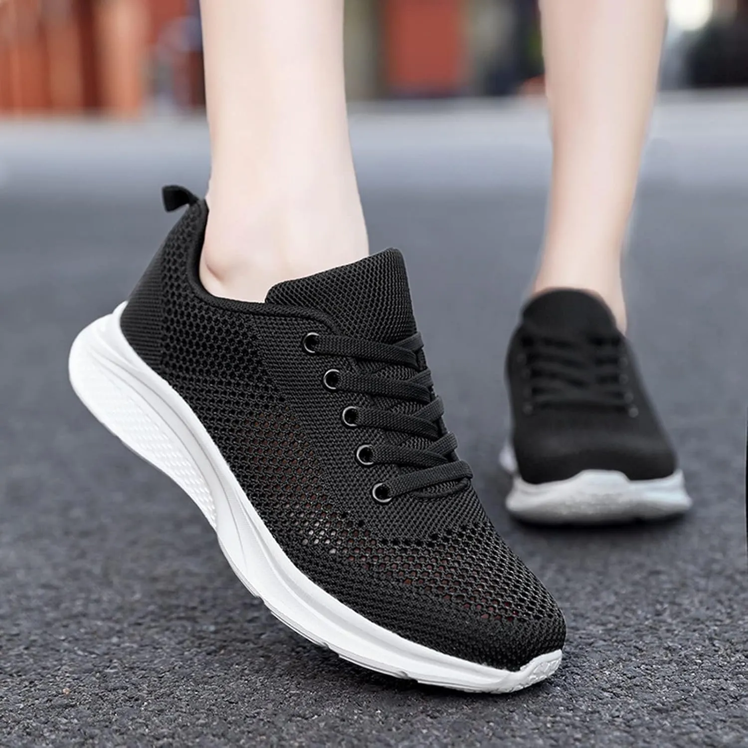 Womens Walking Shoes Lace Up Lightweight Memory Foam Cheer Mens Running Shoes Sports Shoes Casual Slip On Sneakers Platform Tennis Shoe Trainers Shoe
